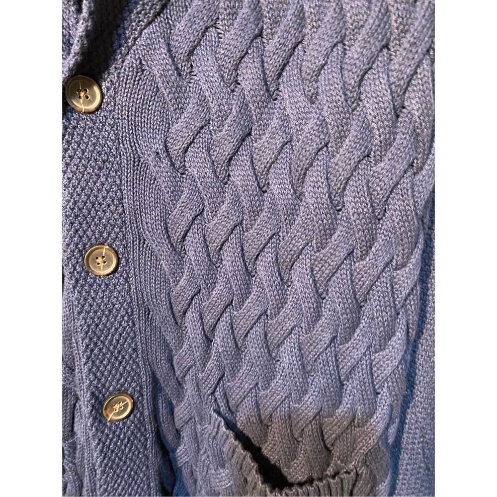 NWT Tasso Elba men’s navy blue cableknit front button Cardigan size XL - Picture 4 of 5